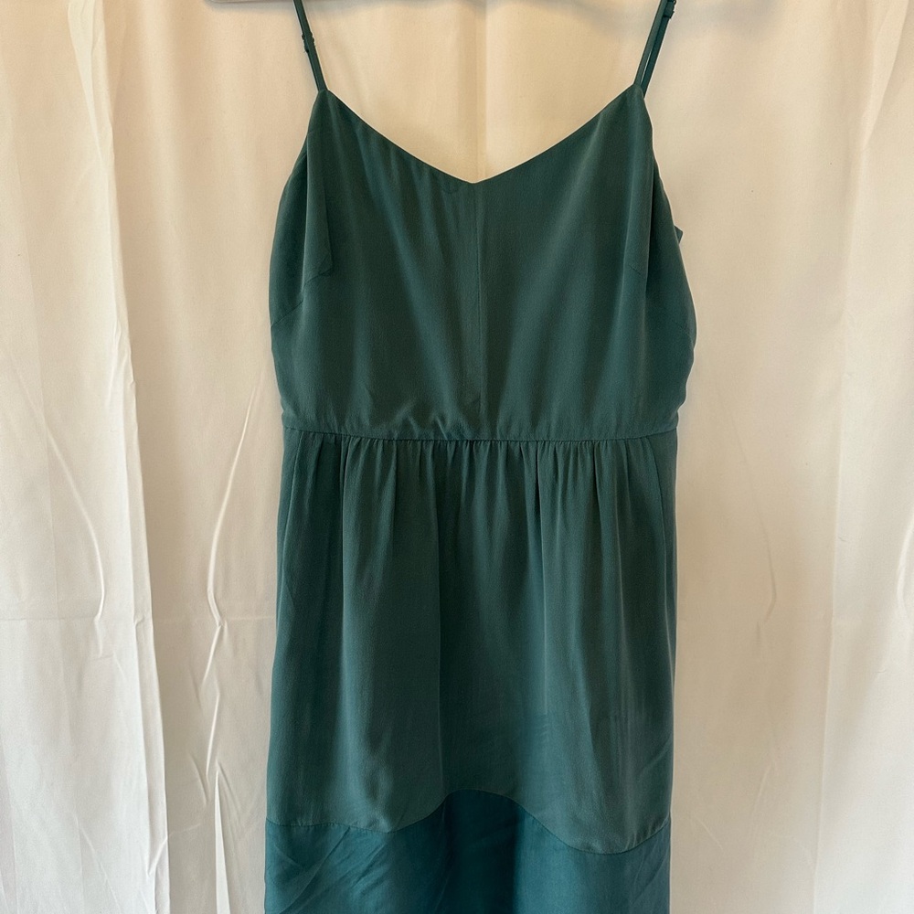 Madewell Teal Two-Tone Asymmetrical Sundress Sleeveless